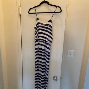 Blue and white maxi dress